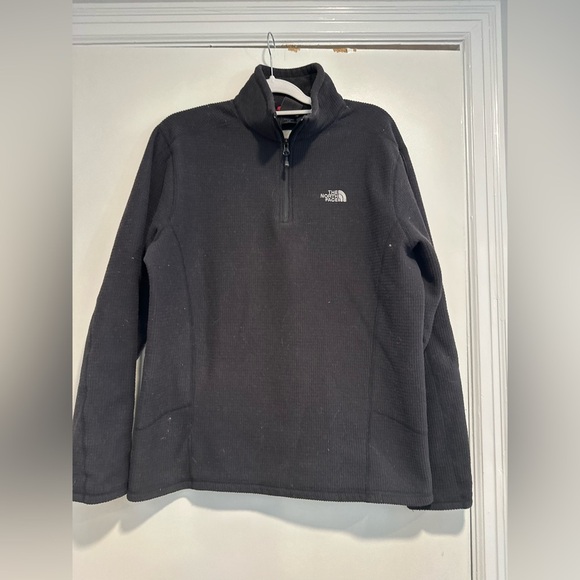 The North Face Pullover Mens Sz: L Black Waffle Knit 1/4 Zip Sweatshirt Fleece - Picture 1 of 7
